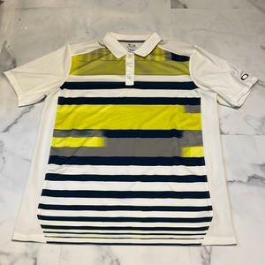Oakley Golf Shirt - white, yellow and blue